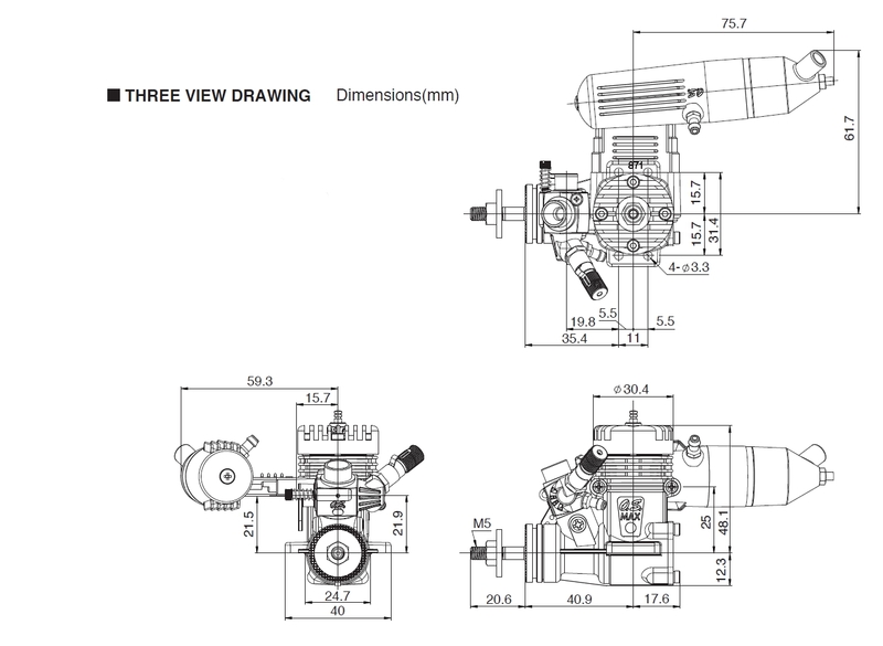 O.S. Engines Max-11CZ-A (1,79cm³, 2-Takt Motor mit Schalldämpfer