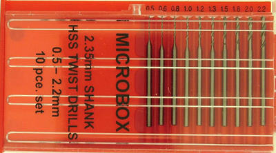 Microbox 10 Bohrer 0,5-2,2 mm m. 2,35 mm Schaft
