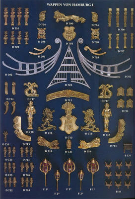 Metallbeschlagteile Wappen v. Hamburg