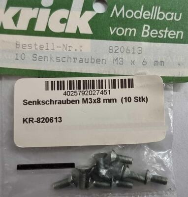 Senkkopfschrauben M3x8mm (10 Stück)