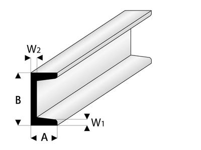 ASA U-Profil 0,75x1,5x330 mm (5 Stück)