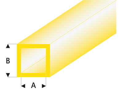 ASA Quadrat Rohr transparent gelb 2x3x330 mm (5 Stück)