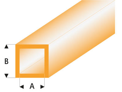 ASA Quadrat Rohr transparent orange 2x3x330 mm (5 Stück)