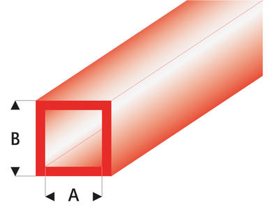 ASA Quadrat Rohr transparent rot 2x3x330 mm (5 Stück)