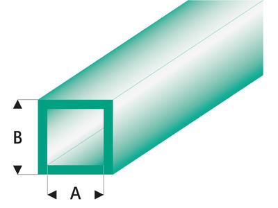 ASA Quadrat Rohr transparent grün 2x3x330 mm (5 Stück)