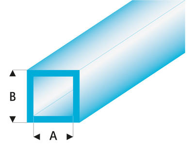 ASA Quadrat Rohr transparent blau 2x3x330 mm (5 Stück)