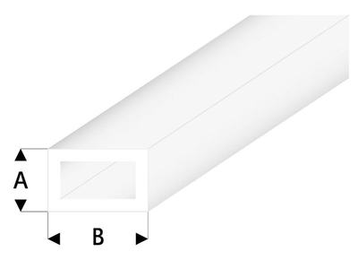 ASA Rechteck Rohr transparent  2x4x330 mm (5 Stück)