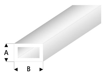 ASA Rechteck Rohr transparent weiß 2x4x330 mm (5 Stück)