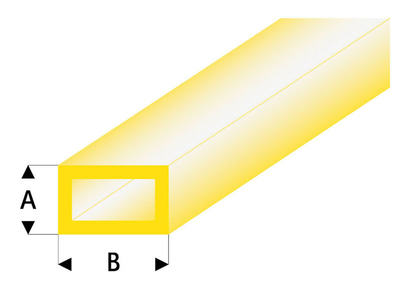 ASA Rechteck Rohr transparent gelb 2x4x330 mm (5 Stück)