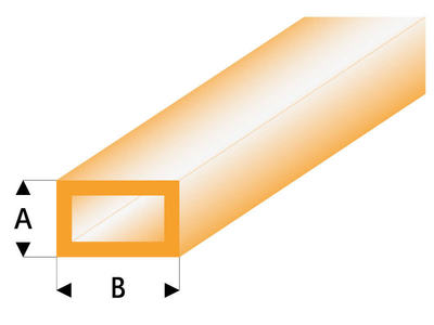 ASA Rechteck Rohr transparent orange 2x4x330 mm (5 Stück)