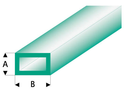 ASA Rechteck Rohr transparent grün 2x4x330 mm (5 Stück)