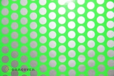 Oracover Fun1 	fluoeszierend grün / silber (Breite 600 mm, 10m Rolle)