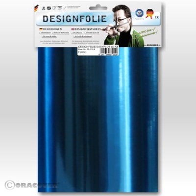 Designfolie chrom blau (ca. A4)