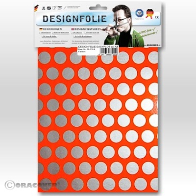 Designfolie Fun1 fluoreszierend rotorange/silber (ca. A4)