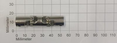 Gelenkkupplung doppelt Stahl D12 x L52mm, Bohrung 4mm/4mm