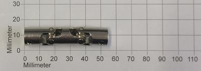 Gelenkkupplung doppelt Stahl D12 x L52mm, Bohrung 6mm/6mm