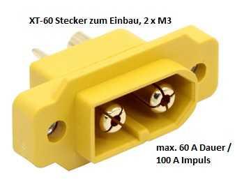 XT-60E Goldstecker zum Einbau, 2 x M3, max.60A (2 Stück)