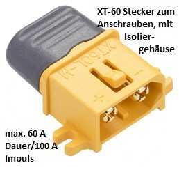 XT-60L Goldstecker zum Anschrauben mit Kappe, max. 60A (2 Stück)