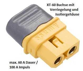 XT-60 L Goldbuchse mit Verriegelung und Kappe, max. 60A (2 Stück)