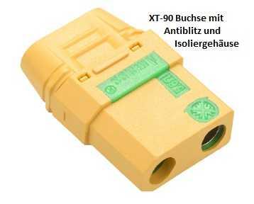 XT-90-S Goldbuchse mit Antiblitz und Kappe (2 Stück)