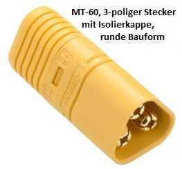 MT-60, 3-pol.Goldstecker mit Kappe, runde Bauform (2 Stück)