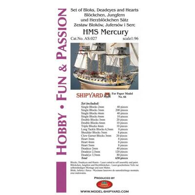 Set of blocks, deadeyes and hearts to Nr 35 HMS Mercury