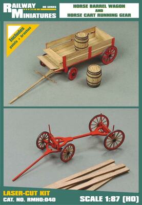 Horse Cart Running Gear and Horse Barrel Wagon scale1:87 (H0)